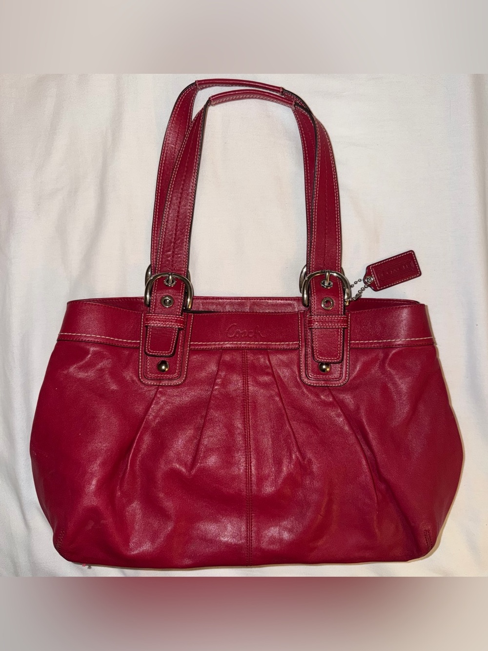 Vintage Coach Soho Pleated Red Leather Bag